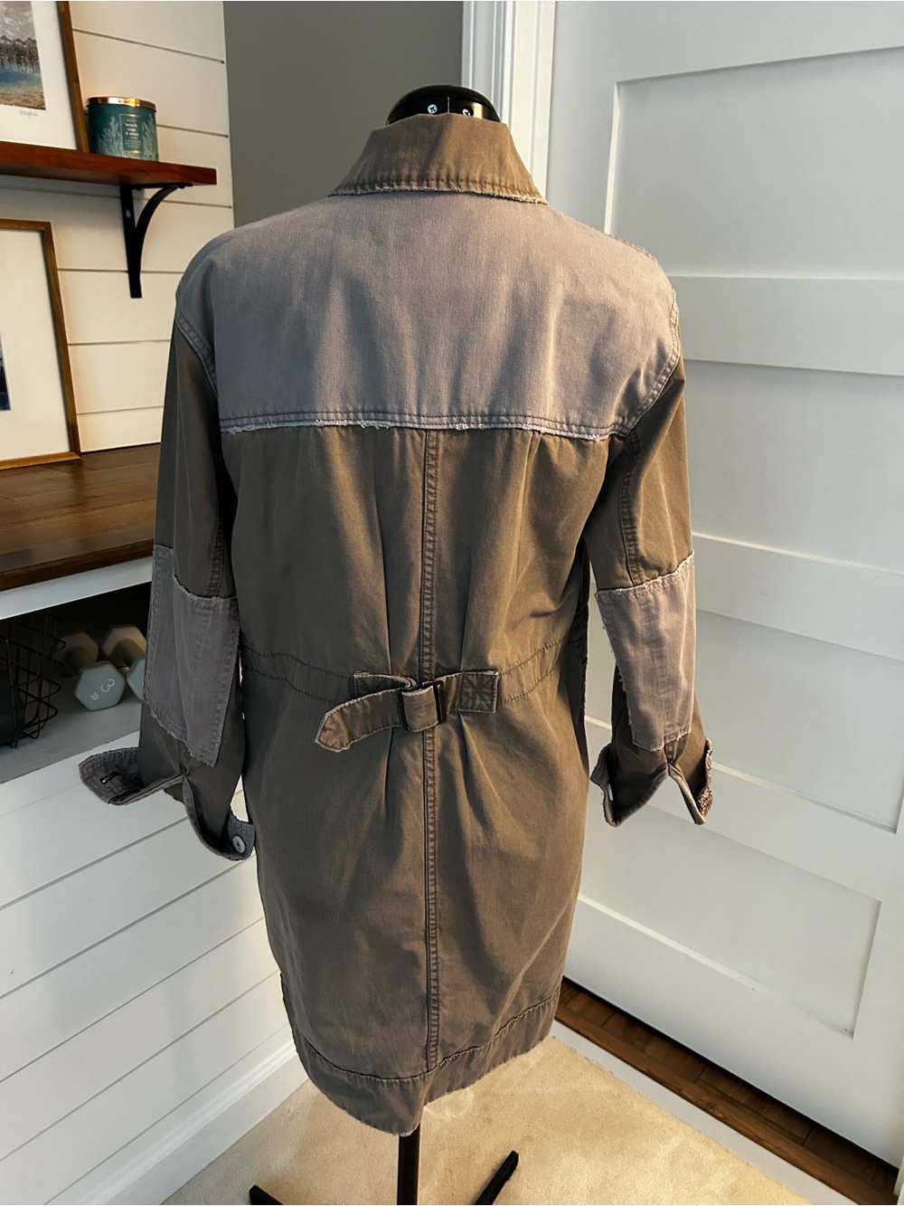 Free People Two-Tone Utility Jacket in Taupe and Gray - Picture 2 of 7